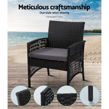 Load image into Gallery viewer, Gardeon 4PCS Outdoor Sofa Set Wicker Harp Chair Table Garden Furniture Black
