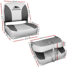 Load image into Gallery viewer, Seamanship 2X Folding Boat Seats Marine Swivel Low Back 13cm Padding Charcoal

