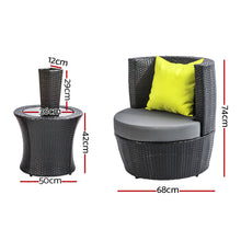 Load image into Gallery viewer, Gardeon 4 Piece PE Wicker Outdoor Set - Black
