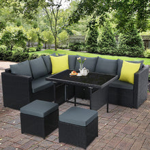 Load image into Gallery viewer, Gardeon Outdoor Dining Set Aluminum Table Chairs Wicker Setting Black
