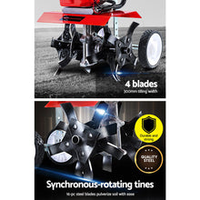 Load image into Gallery viewer, Giantz 65CC Tiller Garden Cultivator Rototiller 4 Blades Soil Plower Mini Rotary Hoe
