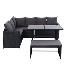 Load image into Gallery viewer, Gardeon Outdoor Dining Set Sofa Lounge Setting Chairs Table Bench Black Cover
