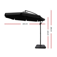Load image into Gallery viewer, Instahut 3m Outdoor Umbrella w/Base Cantilever Garden Beach Patio Black
